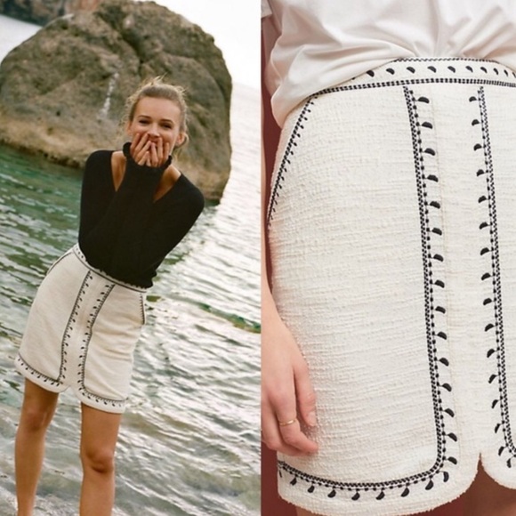 Anthropologie Dolan Tilley Textured Mini Skirt | Ivory and Black | Size Small - Picture 1 of 8